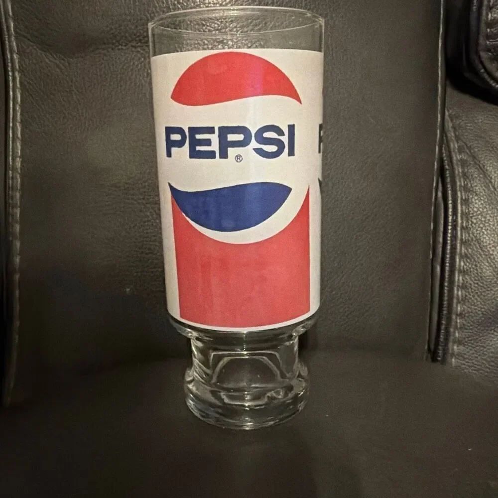Vintage Pepsi Cola Large Pedestal Footed Glass 12oz  (6867)